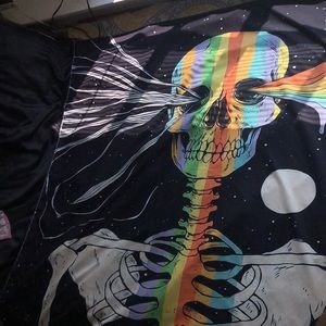 Rainbow and black wall tapestry